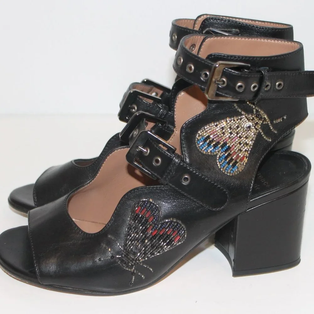 LAURENCE DACADE ELLEN NEDEN BEADED BLACK SANDALS - Picture 8 of 16